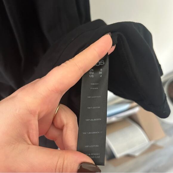 ASOS Black Midi Dress Sleeveless Sweetheart Neckline Cotton A-Line Size 4 - Picture 5 of 6